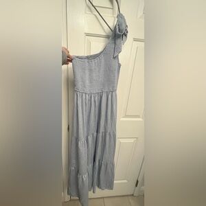Light Blue One Shoulder Maxi Dress